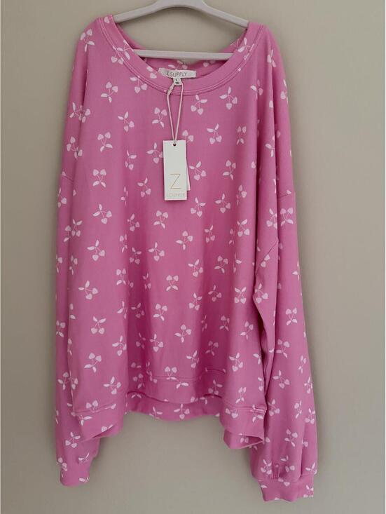 Z Supply Tops - NWT SOFTEST by Z SUPPLY polyester/spandex drop shoulder pink white cherry hearts